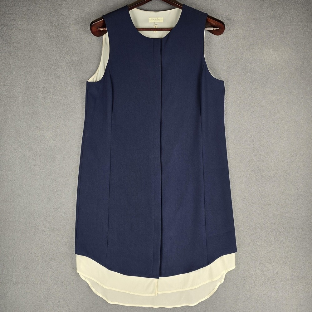 Rag & Bone Dress Womens‎ 10 Blue Sleeveless Layered Hem Hi Low Shift Silk Lined